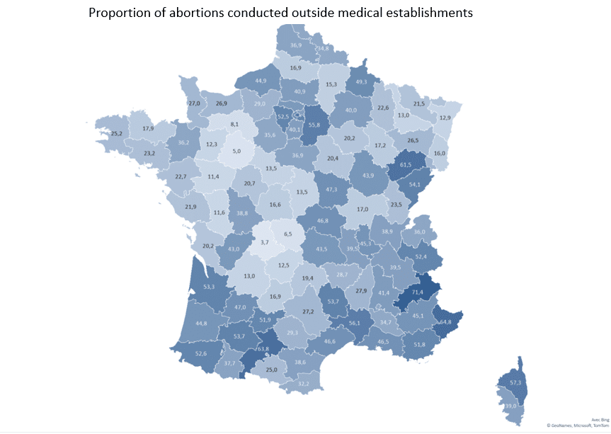 proportion of abortions conducted outside medical establishments